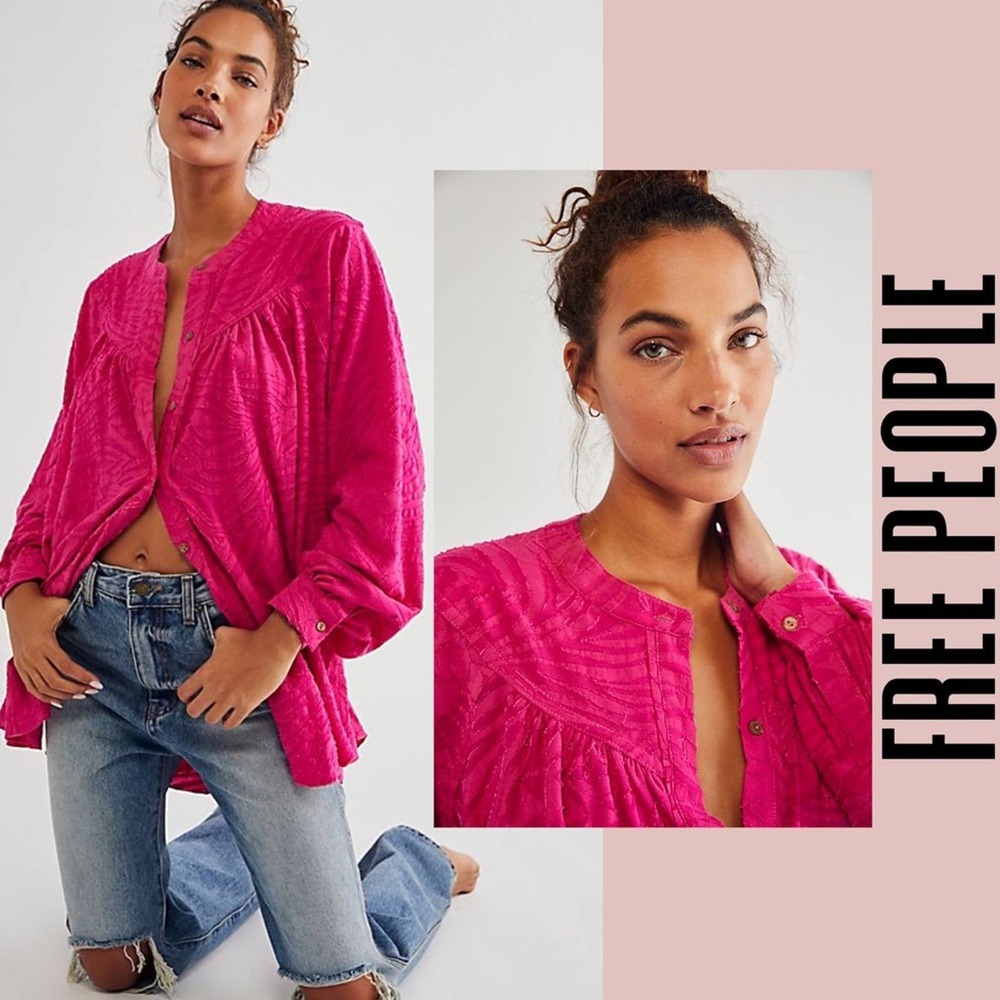 Free People top tunic blouse oversized shirt Large